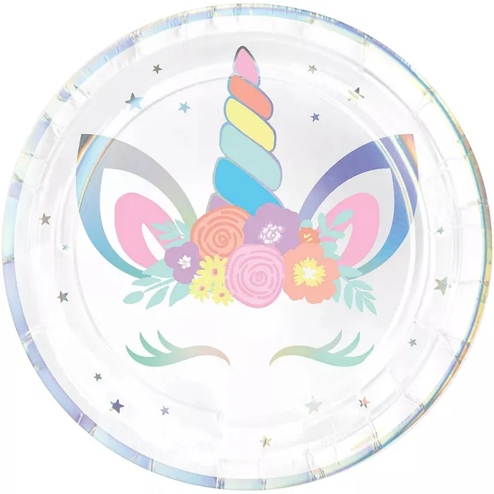 UNICORN PARTY LARGE PAPER PLATES