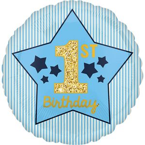 1ST BIRTHDAY! BLUE 18" FOIL BALLOON