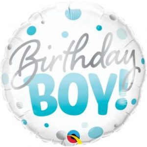 BIRTHDAY BOY! BLUE DOTS 18" FOIL BALLOON