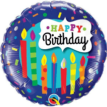 CANDLE AND CONFETTI DESIGN "HAPPY BIRTHDAY" 18" FOIL BALLOON