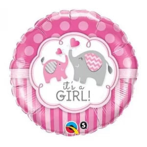 IT'S A GIRL! PINK ELEPHANT 18" FOIL BALLOON