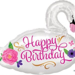 SWAN "HAPPY BIRTHDAY" SUPERSHAPE FOIL BALLOON