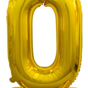 Gold "0" Standing Air Filled Numeral Foil Balloon 76.2cm (30")