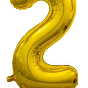 Gold "2" Standing Air Filled Numeral Foil Balloon 76.2cm (30")
