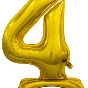 Gold "4" Standing Air Filled Numeral Foil Balloon 76.2cm (30")