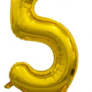 Gold "5" Standing Air Filled Numeral Foil Balloon 76.2cm (30")