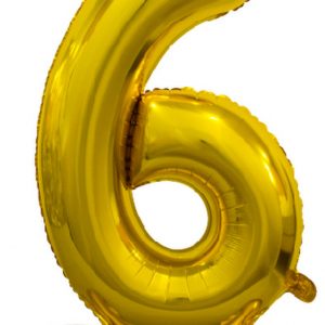 Gold "6" Standing Air Filled Numeral Foil Balloon 76.2cm (30")