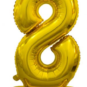 Gold "8" Standing Air Filled Numeral Foil Balloon 76.2cm (30")
