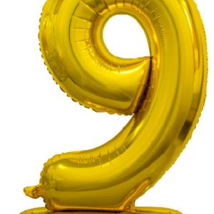 Gold "9" Standing Air Filled Numeral Foil Balloon 76.2cm (30")