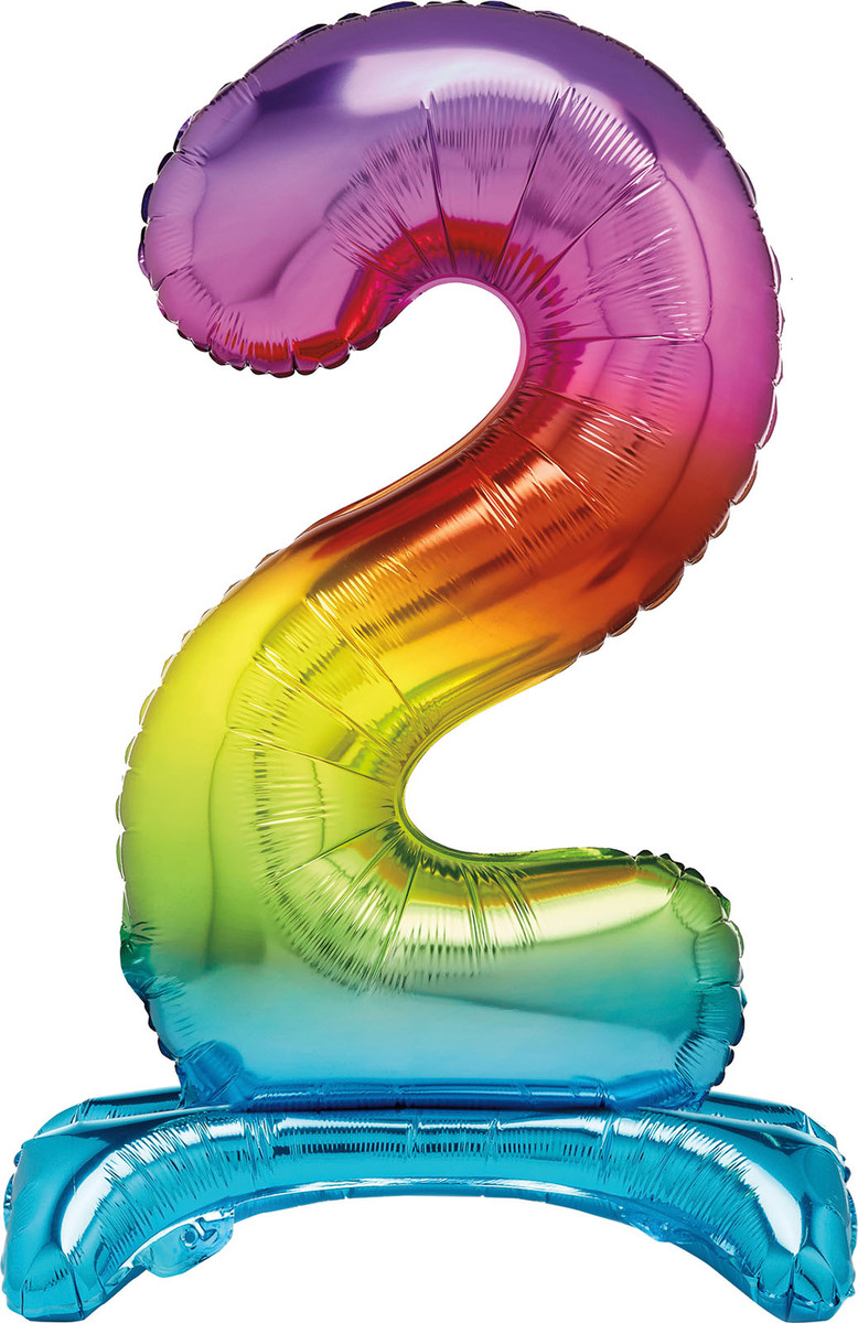 Rainbow "2" Standing Air Filled Numeral Foil Balloon 76.2cm (30")