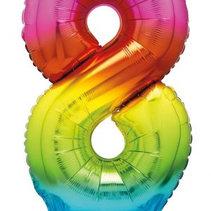 Rainbow "8" Standing Air Filled Numeral Foil Balloon 76.2cm (30")