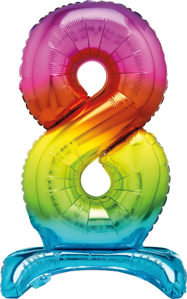 Rainbow "8" Standing Air Filled Numeral Foil Balloon 76.2cm (30")