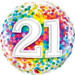 21st Birthday Colourful Confetti 18" Foil Balloon