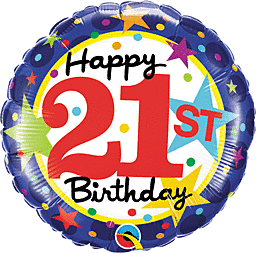 21st Birthday Stars 18" Foil Balloon
