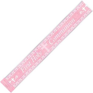 First Holy Communion Pink Foil Banner 3.65m (12')
