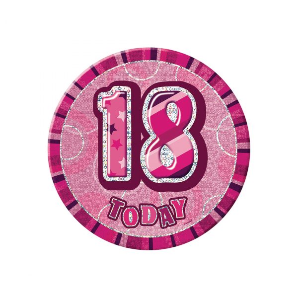 18th birthday badge pink