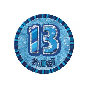 13th birthday badge blue