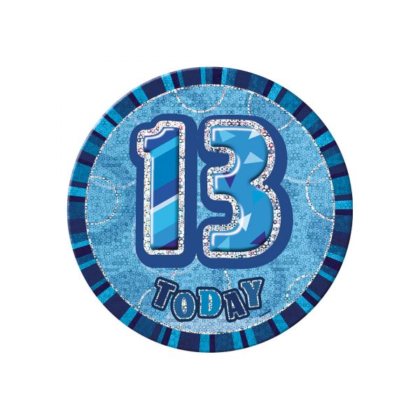 13th birthday badge blue