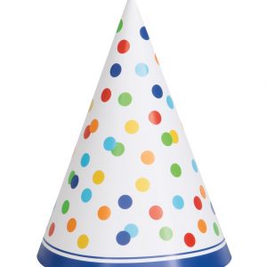 RAINBOW POLKA DOT 8 PARTY HATS