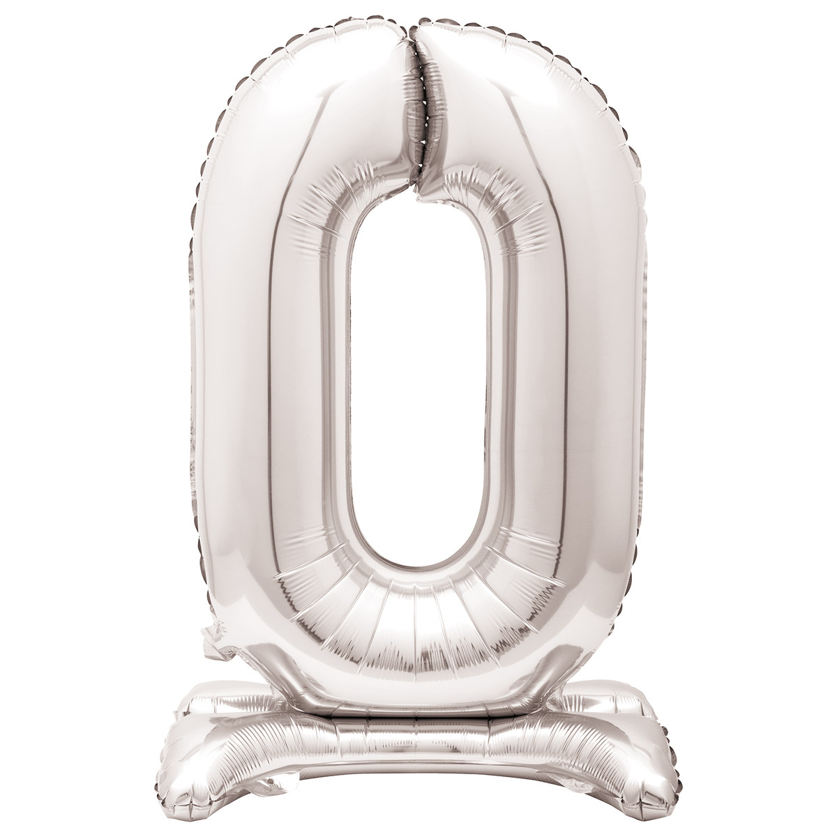 Silver "0" Standing Air Filled Numeral Foil Balloon 76.2cm (30")