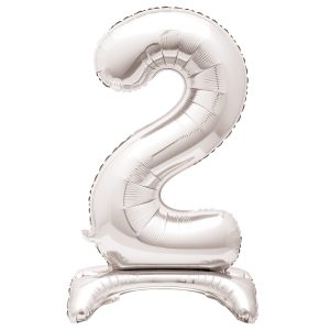Silver "2" Standing Air Filled Numeral Foil Balloon 76.2cm (30")