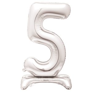 Silver "5" Standing Air Filled Numeral Foil Balloon 76.2cm (30")