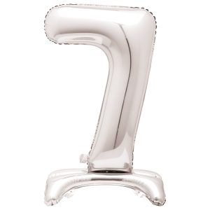 Silver "7" Giant Standing Air Filled Numeral Foil Balloon 76.2cm (30")