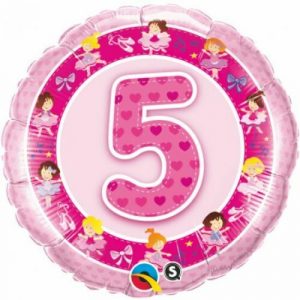 5th Birthday Pink Ballerinas 18" Foil Balloon