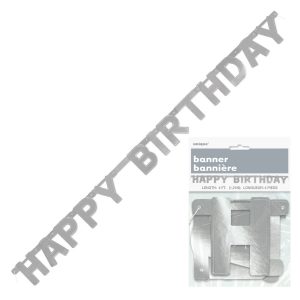 Silver "Happy Birthday" Jointed Banner 1.21m (4')