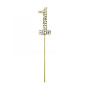 Gold Diamante Number 1 Cake Topper