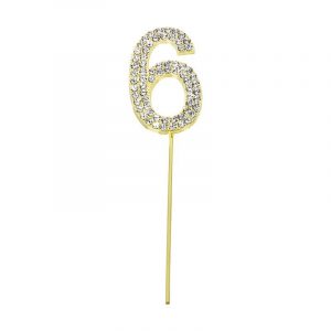 Gold Diamante Number 6 Cake Topper