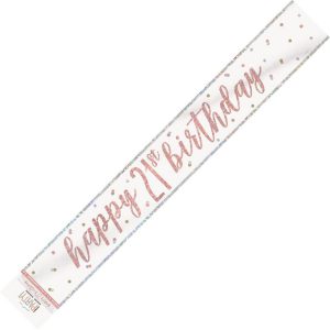 Rose Gold Happy 21st Birthday Prismatic Foil Banner 2.74m (9')
