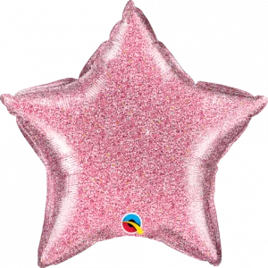 Pink Glitter 19" Star Shape Foil Balloon