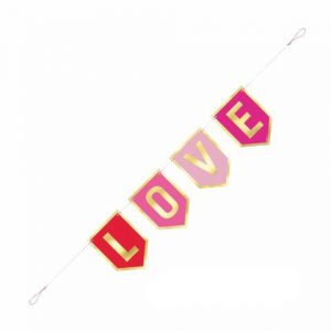 Pennant Banner – Love – Red, Pink & Gold
