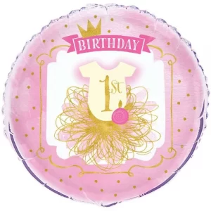 1st Birthday Pink Tutu 18" Foil Balloon