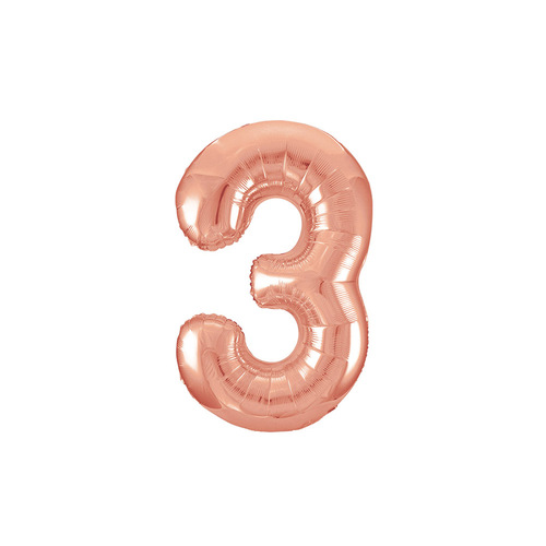 Metallic Rose Gold 34" Foil Balloon '3'