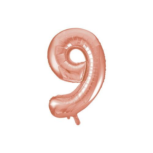 Metallic Rose Gold 34" Foil Balloon '9'