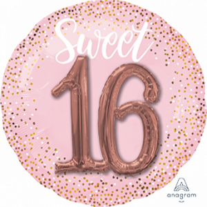 Sweet 16th Pink and Rose Gold 27" Foil Multi-Balloon