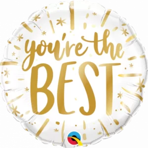 You're The BEST! White and Gold 18" Foil Balloon