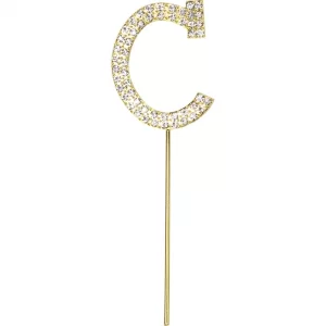 Gold Diamante Letter C Cake Topper