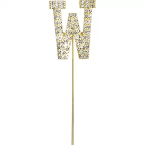 Gold Diamante Letter W Cake Topper