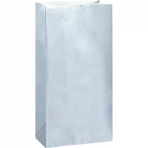 Pack of 10 silver favour bags.