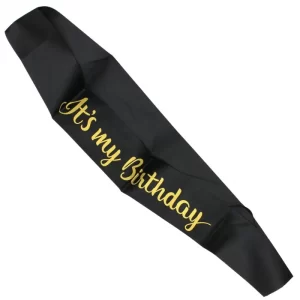 my birthday black sash