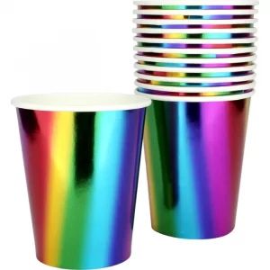 Metallic Rainbow Paper Cups (Pack Of 8)