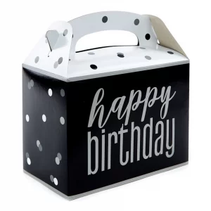 Pack of 6 Black Happy Birthday Lolly/Treat Boxes.