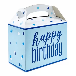 blue happy birthday treat party boxes