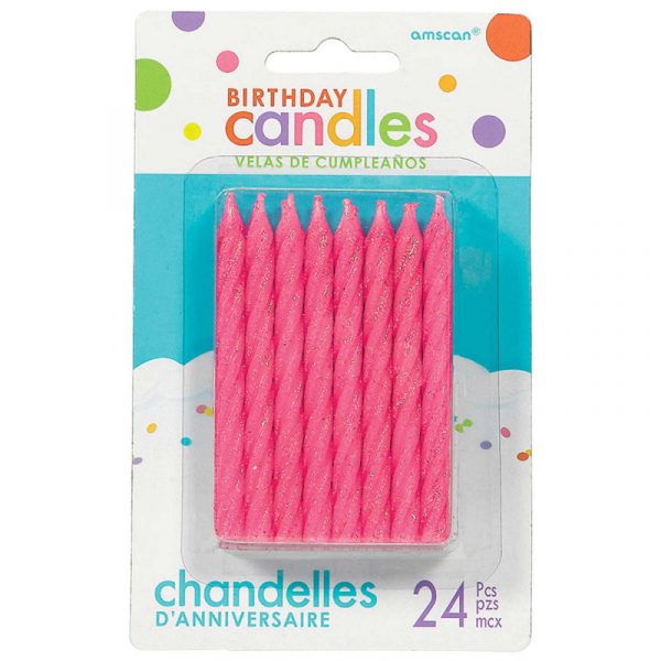Candles 24pk Pink Spiral Glitter Birthday Candles Peci Australia Pty Ltd