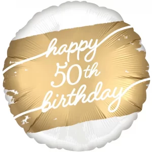 Gold Happy 50th Birthday Helium Balloon