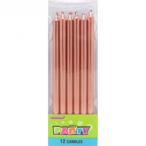 Rose Gold Birthday Candles (Pack Of 12)