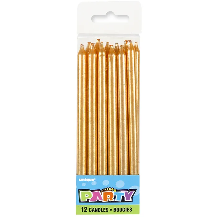 Gold Birthday Candles (Pack Of 12) - Peci Australia Pty Ltd
